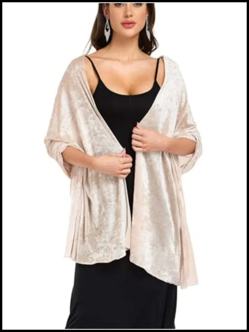 Knit Velvet Shawl Wrap for Women Bridal Bridesmaid Long Scarf Winter Warm